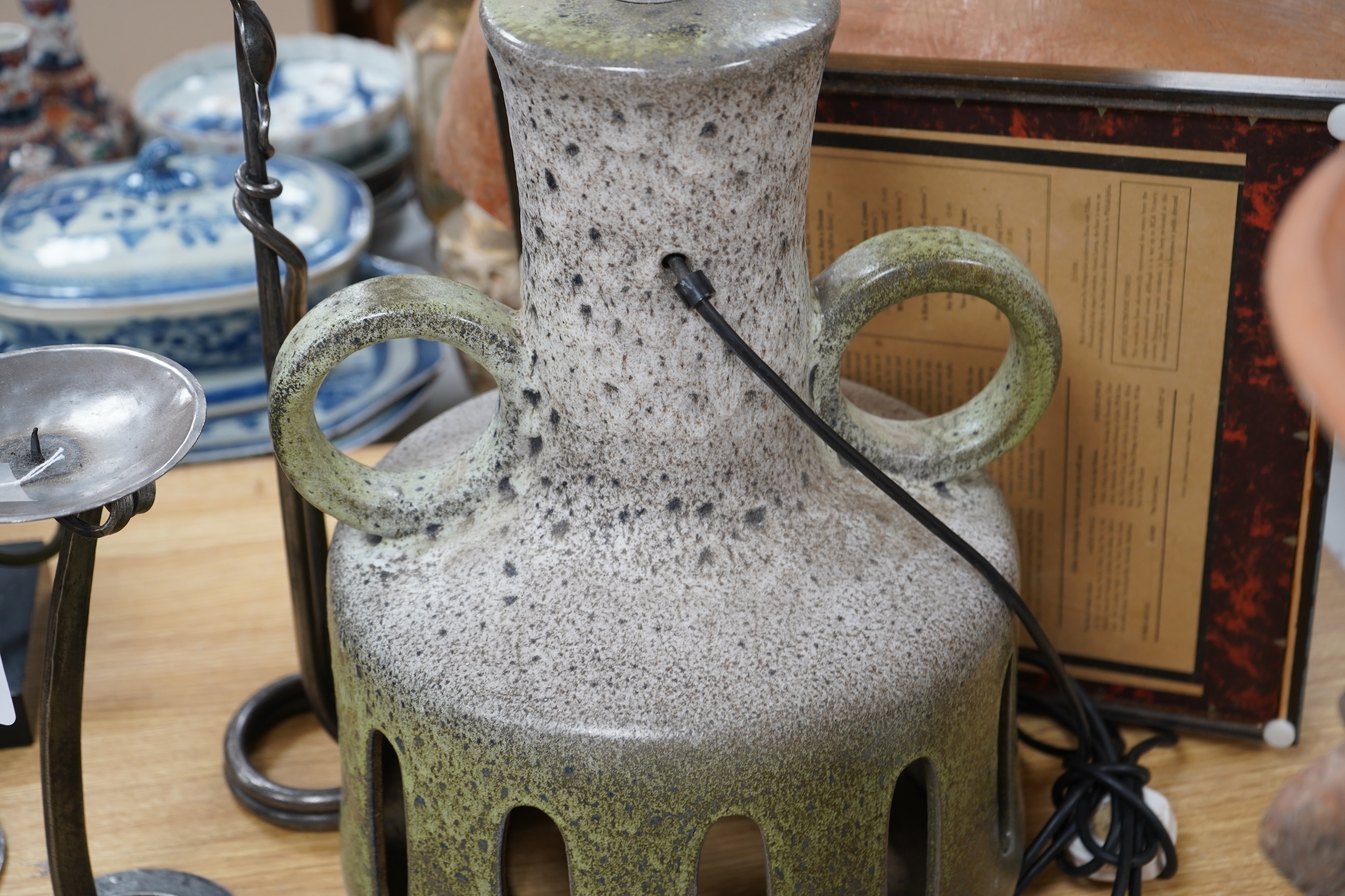 A 1970’s West German pottery floor lamp, 46cm